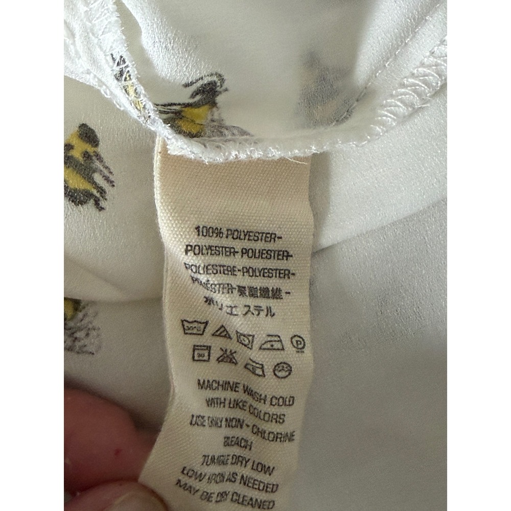 Free People Bee Print Tie Front Blouse Boho Bell Sleeve Sheer Top White S - Picture 16 of 16